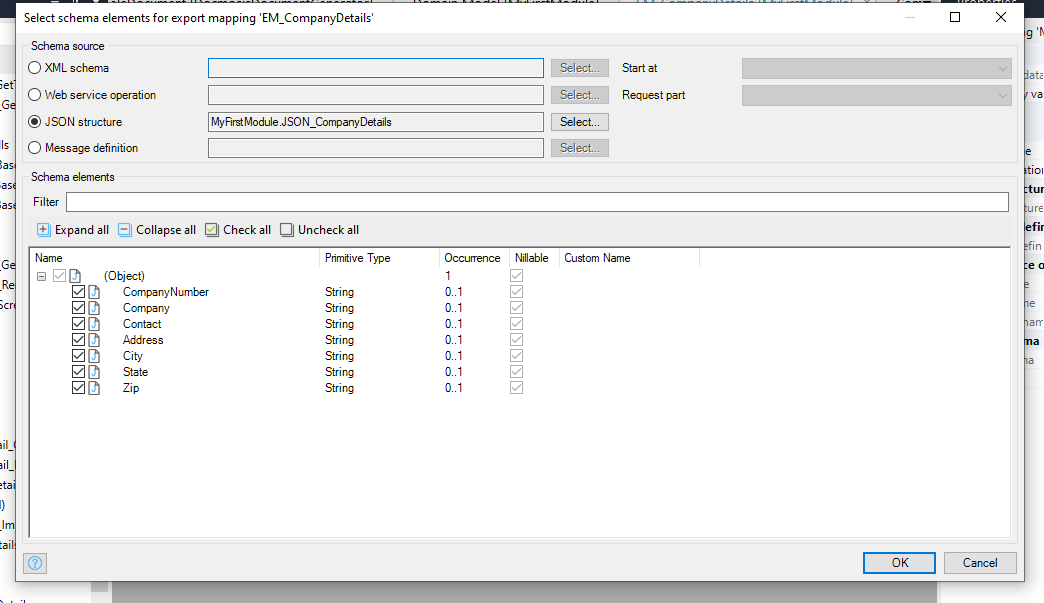 Export mapping Company Details